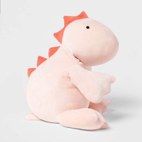 Pink Dinosaur Weighted Plush Throw Pillow - Pillowfort - Picture 3 of 9